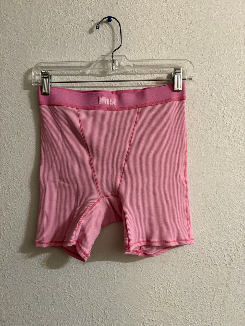 SKIMS Pink Ribbed Bike Shorts